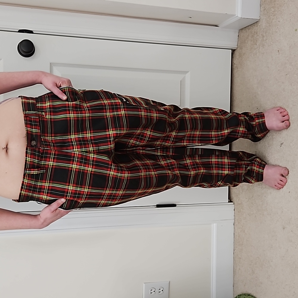 Y2K Vtg Bondage Pants Plaid DOGPILE 90s Rare Gwen Stefani unisex Straps - Picture 4 of 14